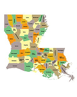 Map of Louisiana Parishes